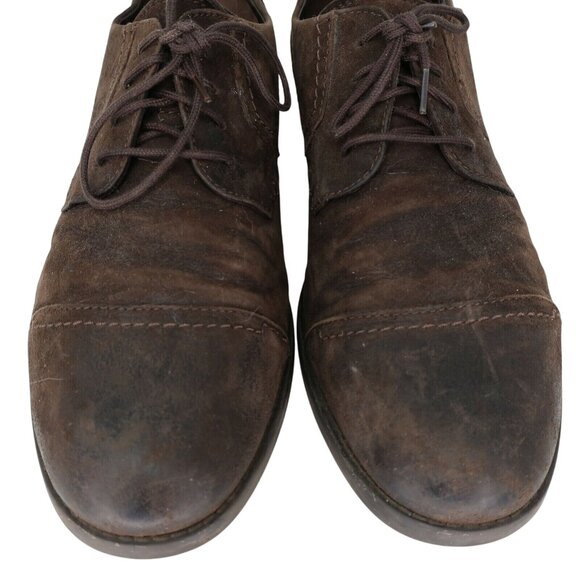 Mens Clarks Dark Brown Leather Oxfords sz 9 M Lace Up Casual Shoes Cap Toe - Picture 5 of 9